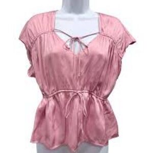 Old Navy Pink Satin Peasant Top – Size Large Petite
